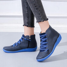 SDJMa Δερμάτινες Μπότες για Γυναικεία Casual Retro Στρογγυλά Δάχτυλα με Δέσιμο στα