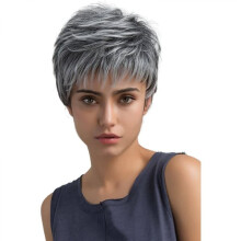 Gray Synthetic Wig for Women Layered Ash White