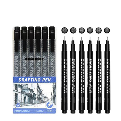 Neutral fineliner pen set black 6 pieces