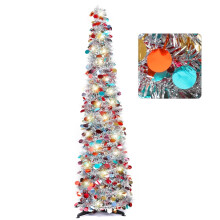 Artificial Christmas Tree Pencil Style 5 ft LED Silver
