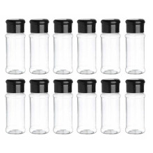 Plastic Spice Jars with Lids 100ml 12-Pack