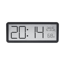 Digital Wall Clock with Humidity Display Black