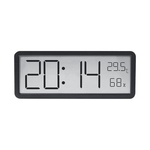 Digital Wall Clock with Humidity Display Black