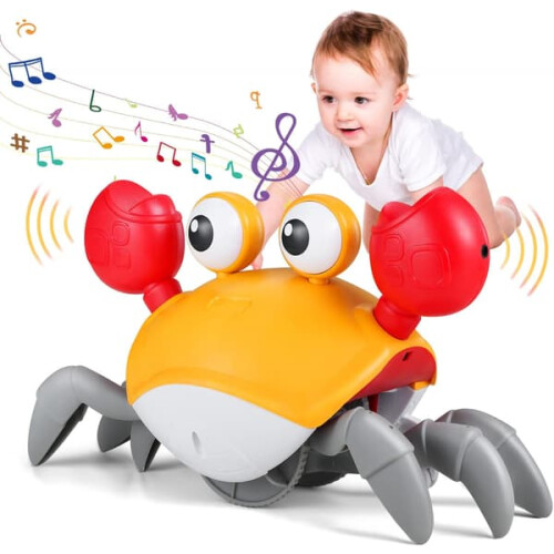 Crab Toy with Obstacle Avoidance Music Lights Orange 1pc