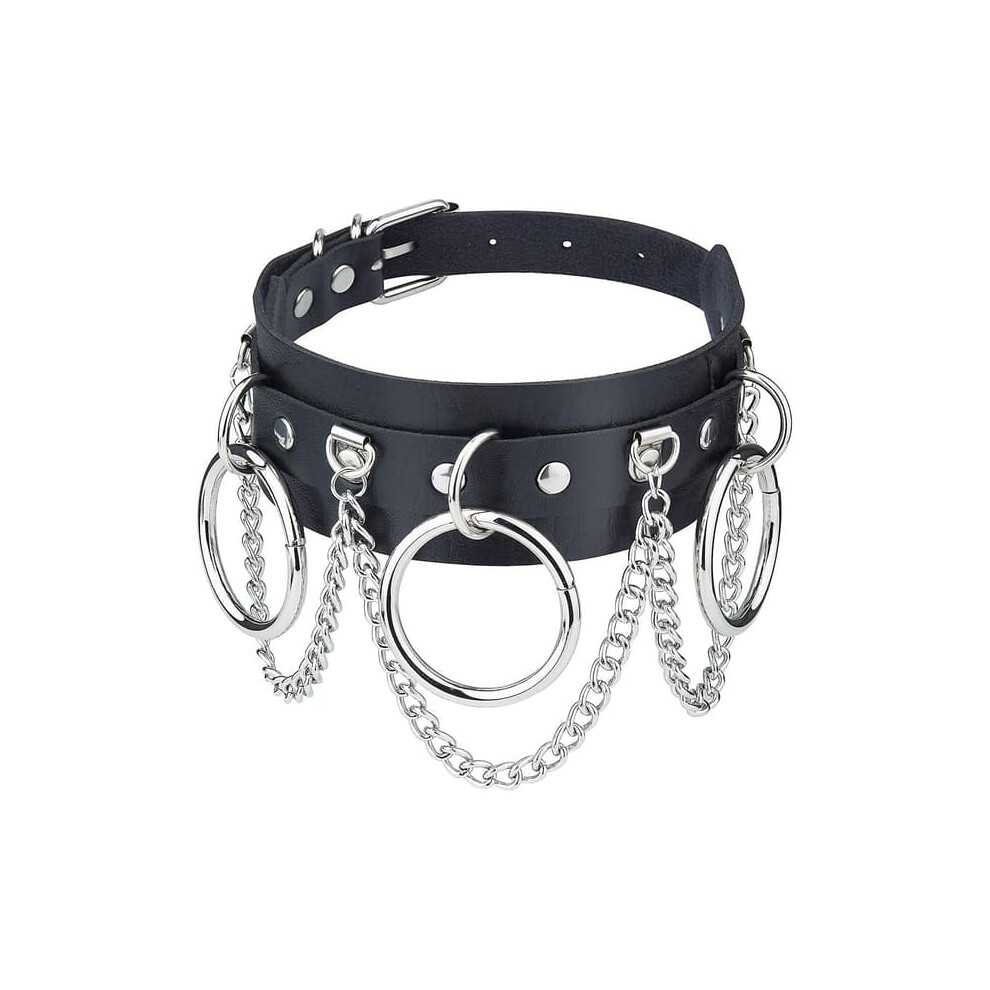 Leather Necklace Pu Gothic Punk O-Ring Spike Rivet 900223952530