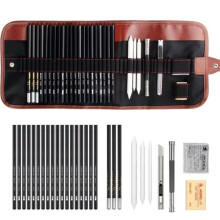 Sketch Pencils Charcoal Set with Case 29 Pieces