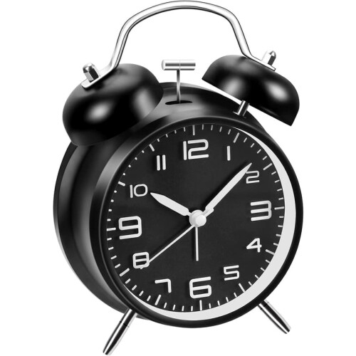 Analog Alarm Clock 4 Inch Dual Time with Night Light