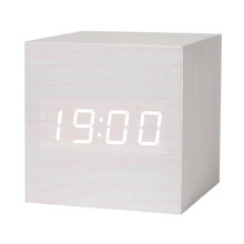 LED digital alarm clock wood-look white 1pc