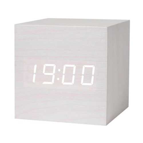 LED digital alarm clock wood-look white 1pc