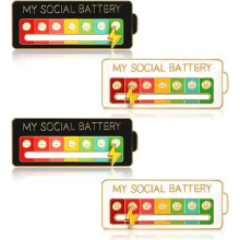 Social Battery Enamel Pin White and Black