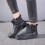 Women's gray combat boots PU leather waterproof ankle boots 1