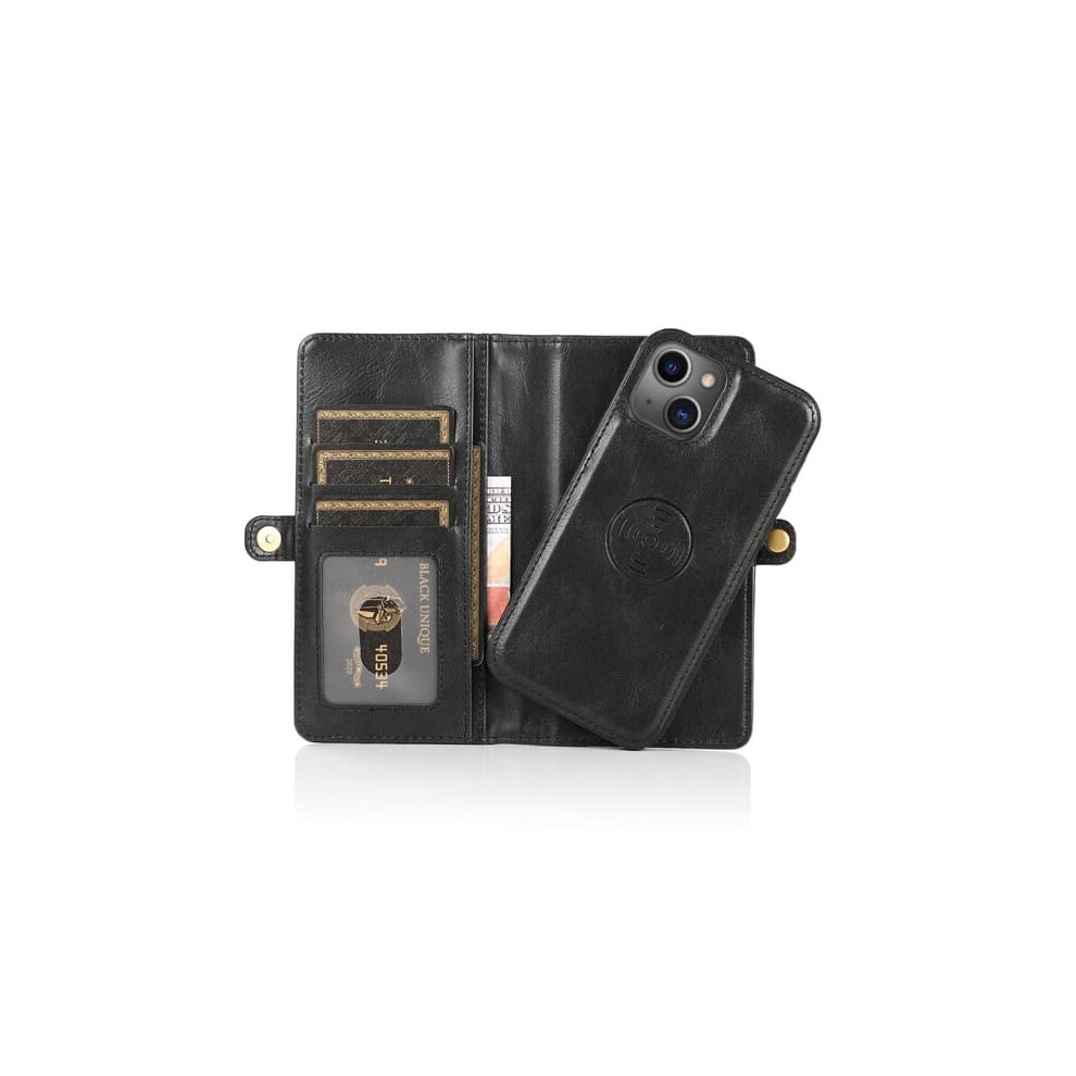 Iphone 15 Leather Wallet Case With Card Holder Black 900223964496