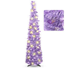 Ayieyill Pencil Christmas Tree Purple 5ft with Lights
