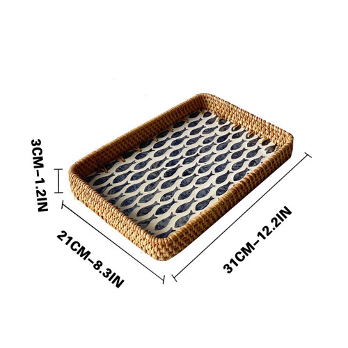 Rattan Shell Tray Woven Storage Basket 21x31x3cm 1