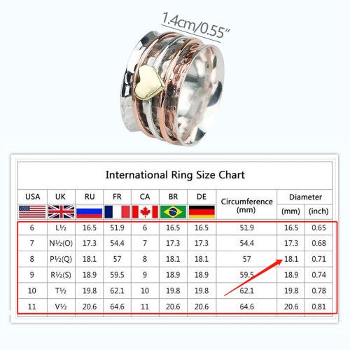 Women's stackable heart spinner ring set 1