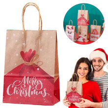 Sacolas de presente de Natal em papel kraft, tamanho médio ou pequeno (1 unidade).