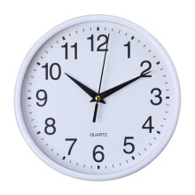 Round Wall Clock Simple Style Silent Quartz White