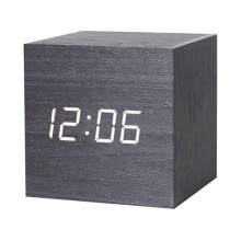 LED alarm clock wood-look table clock with night light and