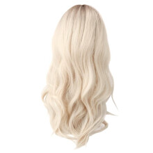 Blonde Brown Curly Wig Women Heat Resistant 24 Inch