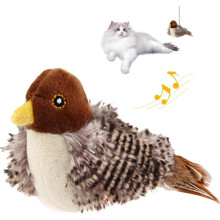 Fluttering Bird Sparrow Cat Toy with Chirping Sound 1pc