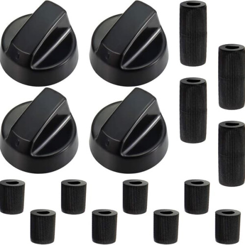 Universal black oven control knob 4-pack
