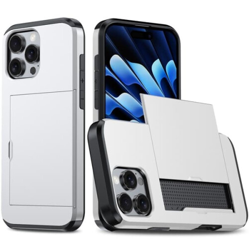iPhone 16 Pro case with card slot hybrid silver