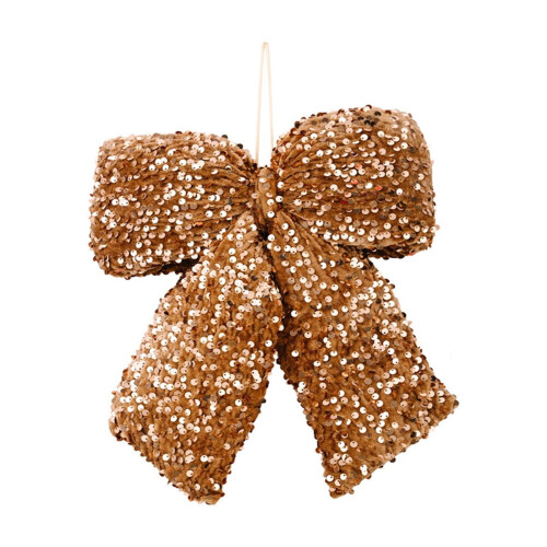 Christmas bow decoration yellow sequin large