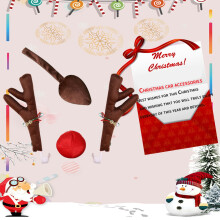Reindeer Decoration Car Vehicle Nose Horn Costume Set Rudolph Christmas Reindeer Antlers Red Nose Ornaments Elk Antlers