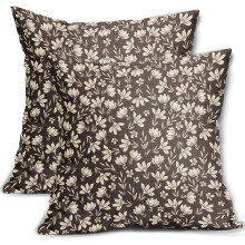 Mørkebrune putetrekk 20x20 tommer (2 stk) Vintage blomstermotiv