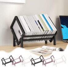 Vinyl Record Holder Sloped Metal 80-110 Records White