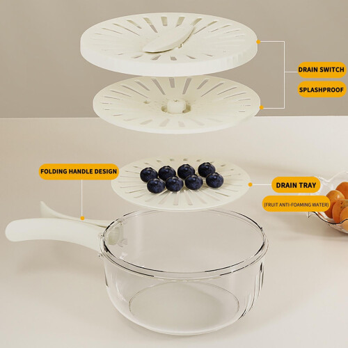 Frukt- och grönsaksdisk med sil vit
