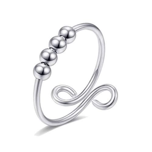 Anello antistress in platino e oro, girevole e regolabile