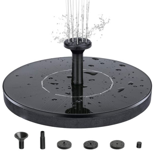 Fontaine à eau solaire noire 16 cm