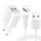 Zasilacz ścienny z 2 kablami USB i USB-C, biały 1