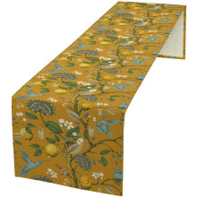 Prestieranie na stôl s kvetinovými vtáčikmi, vintage botanický dizajn, 13x90