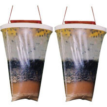 Outdoor fly trap hanging bag with bait 2-pack