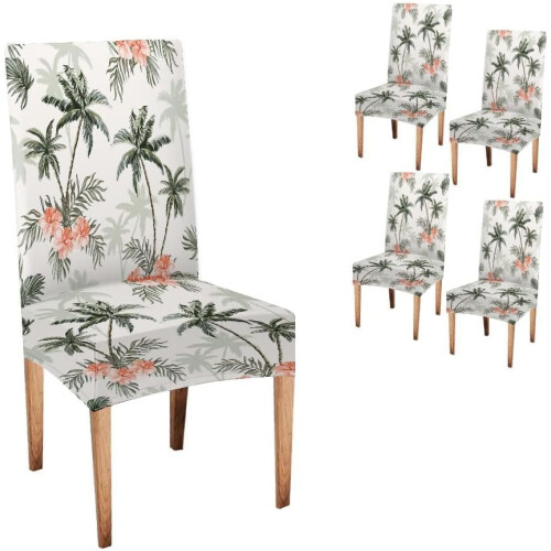 Ensemble de 4 housses pour chaise Parsons, motif tropical