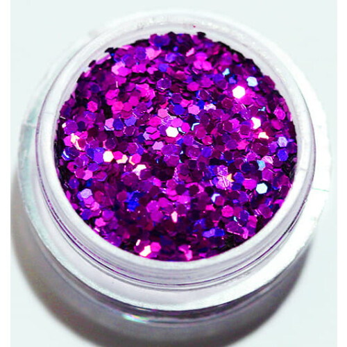 Sekskant glitter lilla 1 stk
