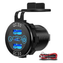 Ładowarka samochodowa USB-C PD3.0 + podwójna QC3.0 60 W czarna