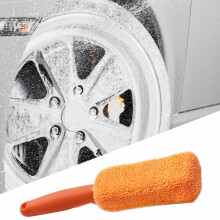 Set di spazzole per autolavaggio per pneumatici e mozzi, in microfibra arancione