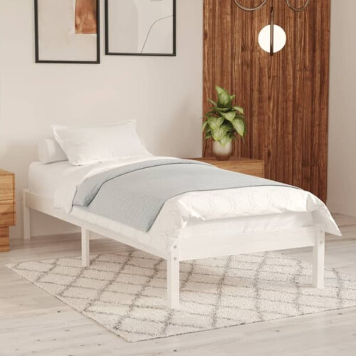 vidaXL bed frame white solid pine wood 90x200 cm