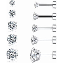 Cubic Zirconia Hypoallergenic Helix Earrings 5 Pairs
