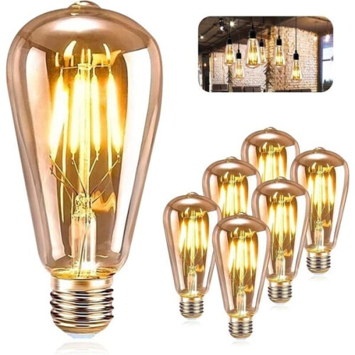 Λαμπτήρας LED E27ST64 4W2200K θερμό λευκό, συσκευασία των 6