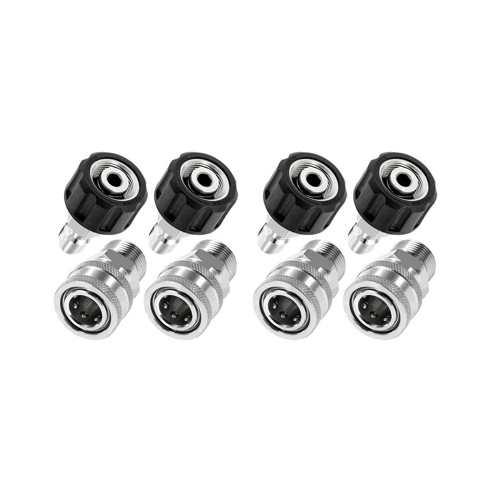 8Pcs Pressure Washer Adapter Set, Quick Connect Kit, M22 14Mm To M22 Metric Fitting, Stainless Steel 6031254260968