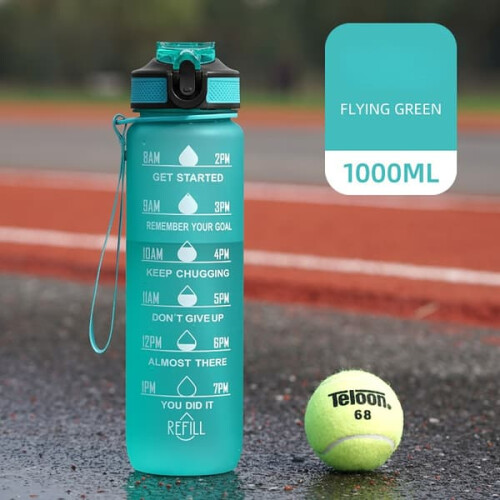 Sportieve plastic drinkfles, groen, 1000 ml