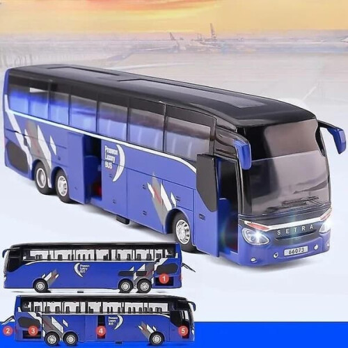 Setra luksusbuss lekebil 1/32 støpt modell blå