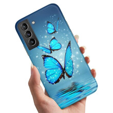 Etui na Samsunga Galaxy S21 z brokatowym wzorem motyla