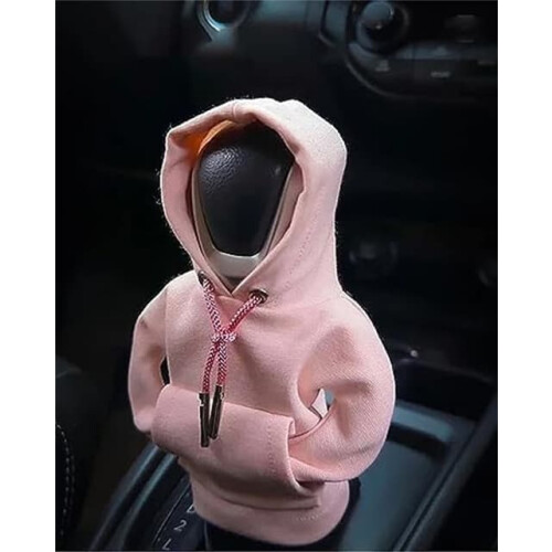 Husă schimbător de viteze auto, stil hanorac, roz