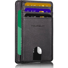Carteira fina de bolso frontal com bloqueio RFID para homens e