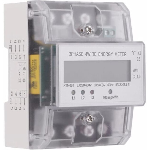 Driefase 4-draads kWh-energiemeter LCD5-100A